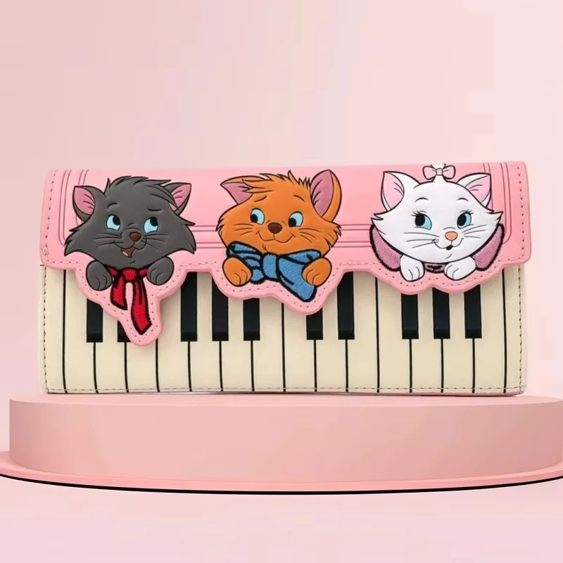 

Кошелек Marie Cat Piano — длинный двойной кошелек с милым мультяшным рисунком для женщин, подарок в стиле каваи, прочный кошелек на молнии