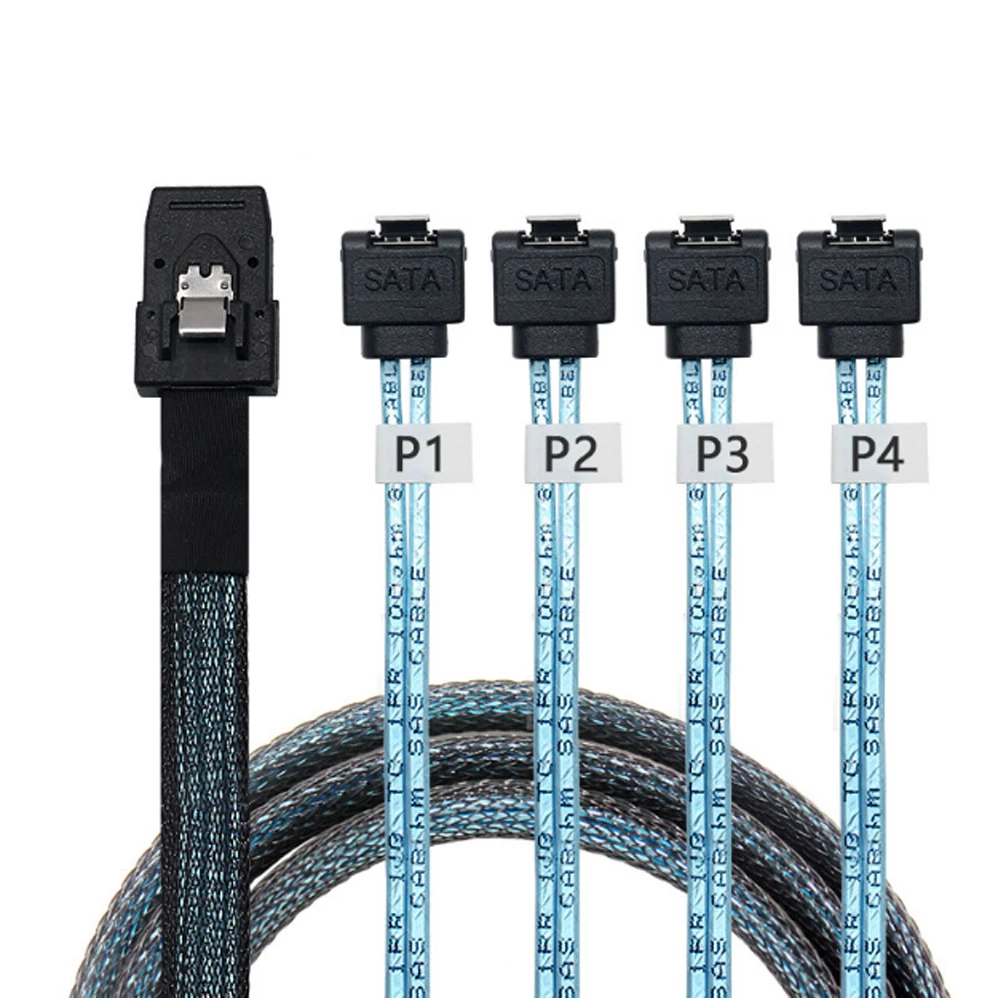 

Internal Mini SAS HD Cable SFF 8643 to 4xSATA 7Pin Cable - Mini SAS Cables with Sideband, Compatible with 12Gbps 0.5m/1m