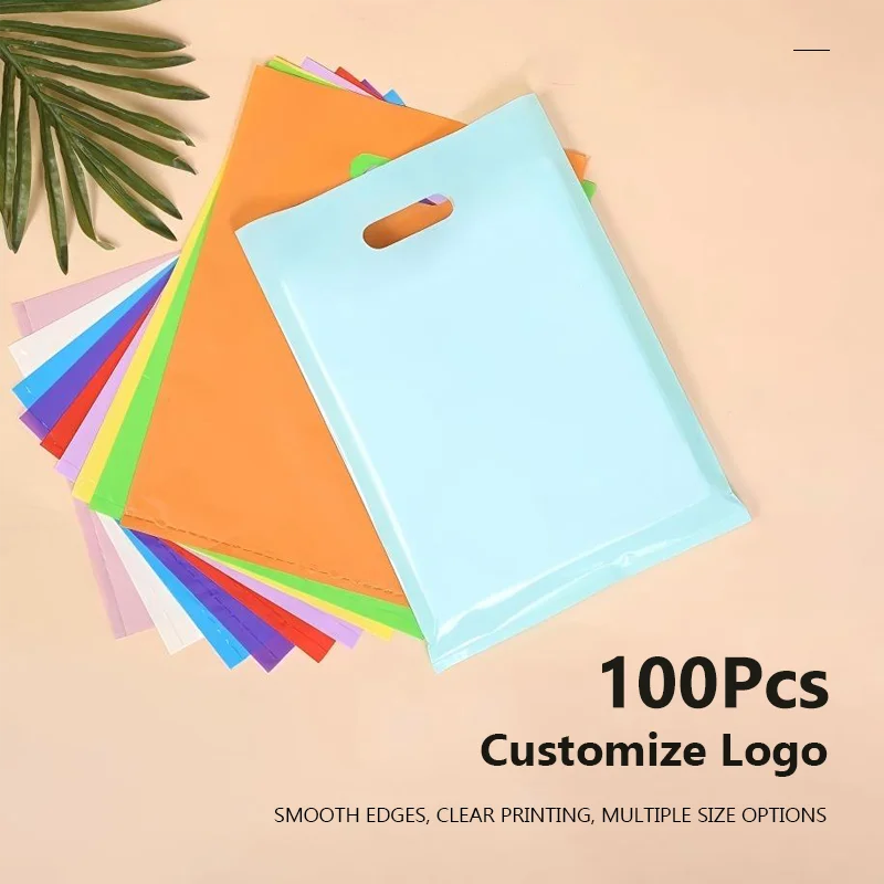 

100 шт./лот, рекламный подарочный пакет с логотипом, портативный пластиковый пакет, подарочная сумка для покупок, одноцветный логотип с одной стороны, бесплатный дизайн