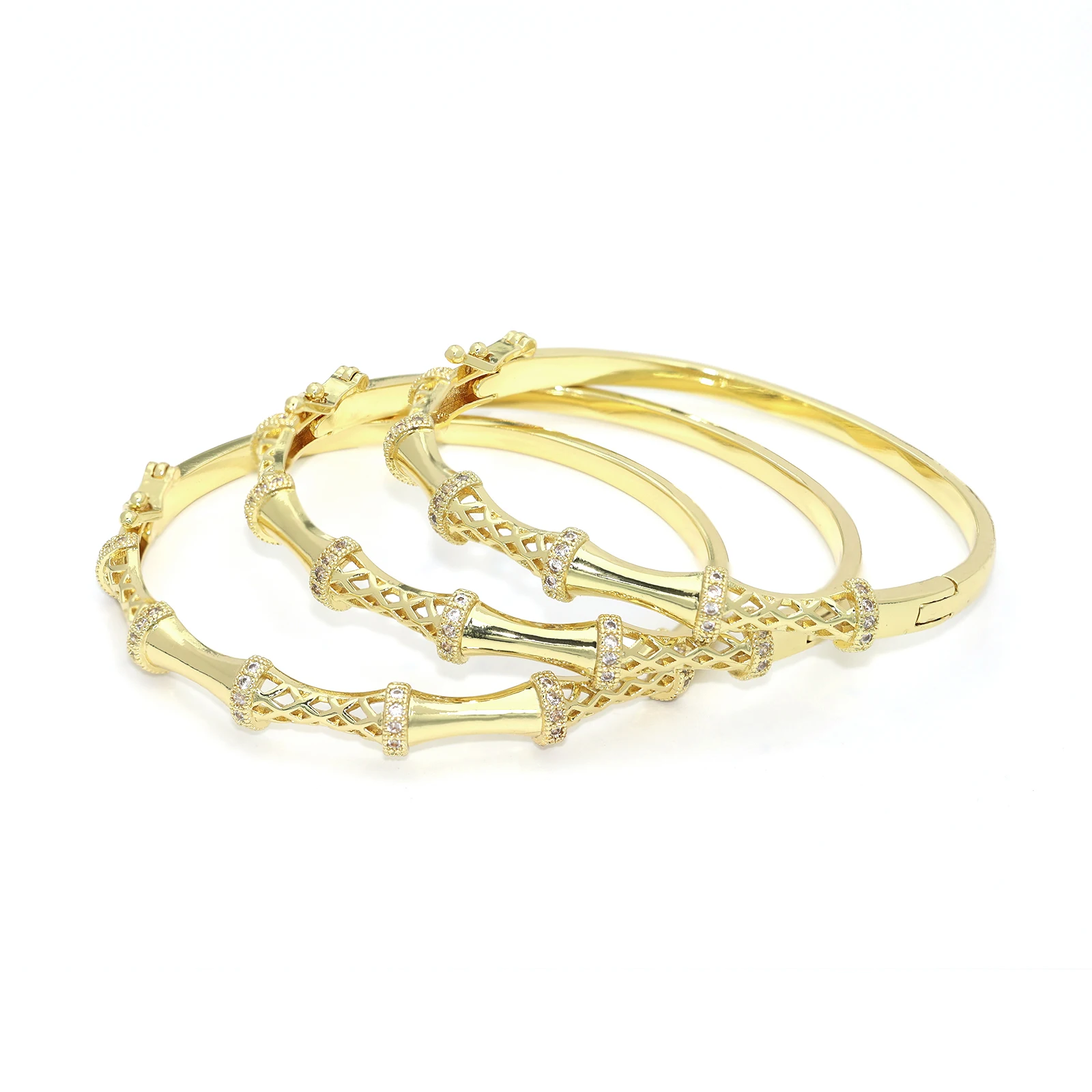 

Classic Bamboo Shape Design copper Jewelry Ladies Buckle Style Bracelet Fashion High Quality Brass Hand Chain