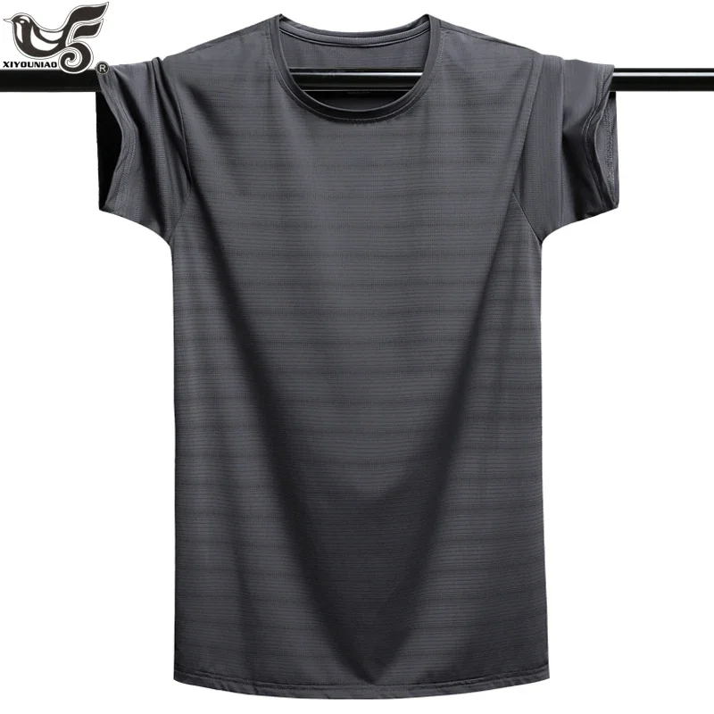 Oversized T Shirt 6XL 7XL 8XL 9XL Summer Men`s Quick Dry Gym Joggering Sports T-Shirts Men Ice Silk Harajuku Tops Tees Clothing