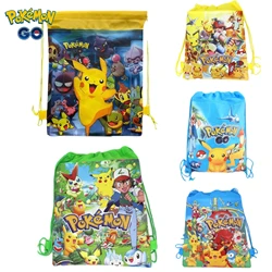 New Pokemon Anime Pikachu Backpack Drawstring Bag Children Non woven Schoolbag Cartoon Storage Bag Children Bundle Pocket Toy