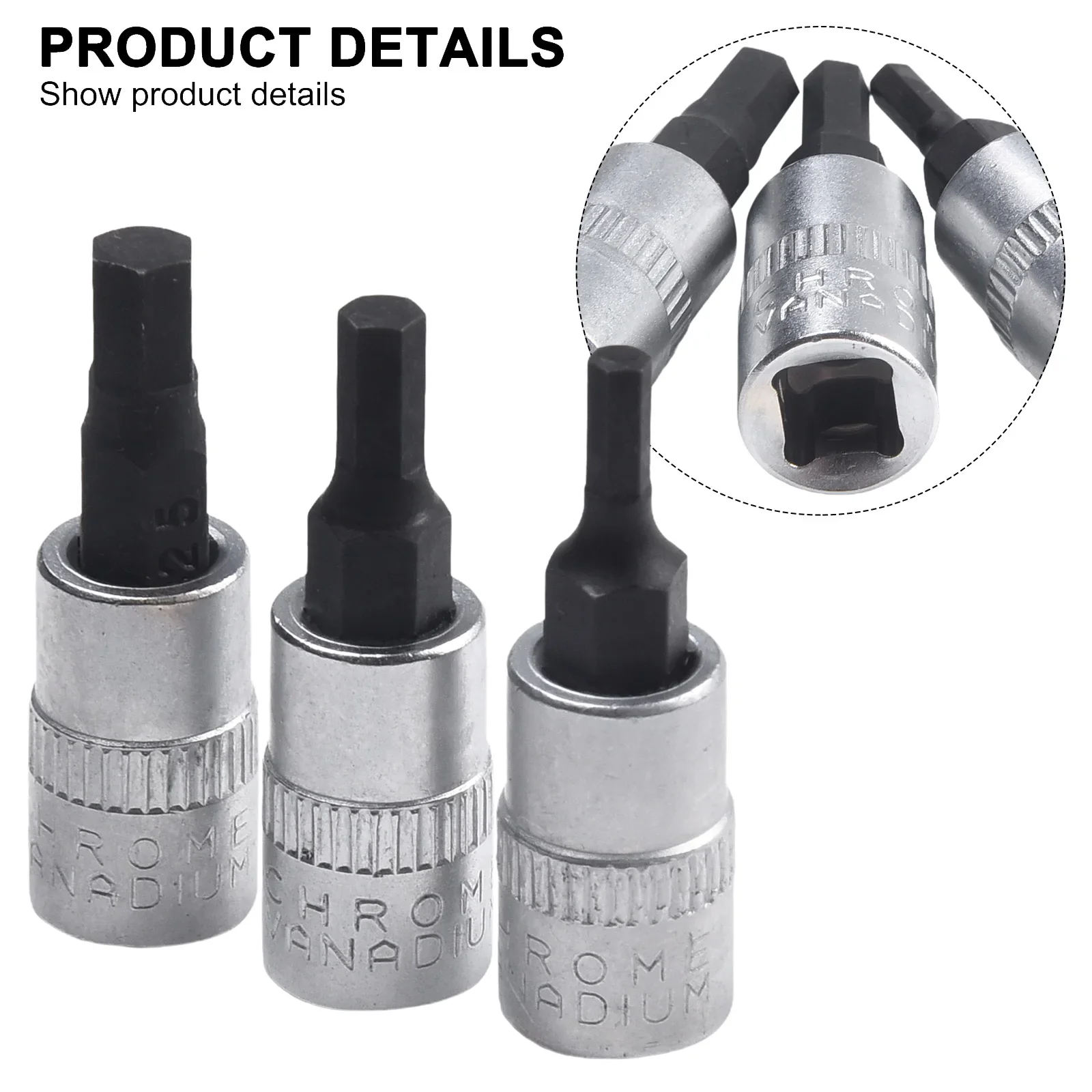 3pcs 1/4 Inch Drive Hex Socket Bit Set 3- 8mm Screwdriver Bits H3 H4 H5 H6 H7 H8 Socket Wrenches Screwdriver Hand Tools