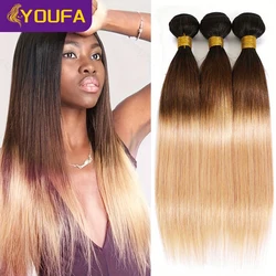 Ombre Blonde Human Hair Weave Bundles 1 Pc Lot 3 Tone 1B/4/27 Bone Straight Brazilian Pre Colored Human Hair Extension For Women