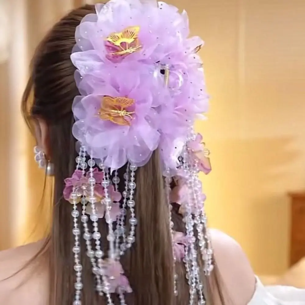 エレガントな花把握クリップ弓真珠タッセル髪爪帽子ヘアアクセサリーヘアクリップ女性