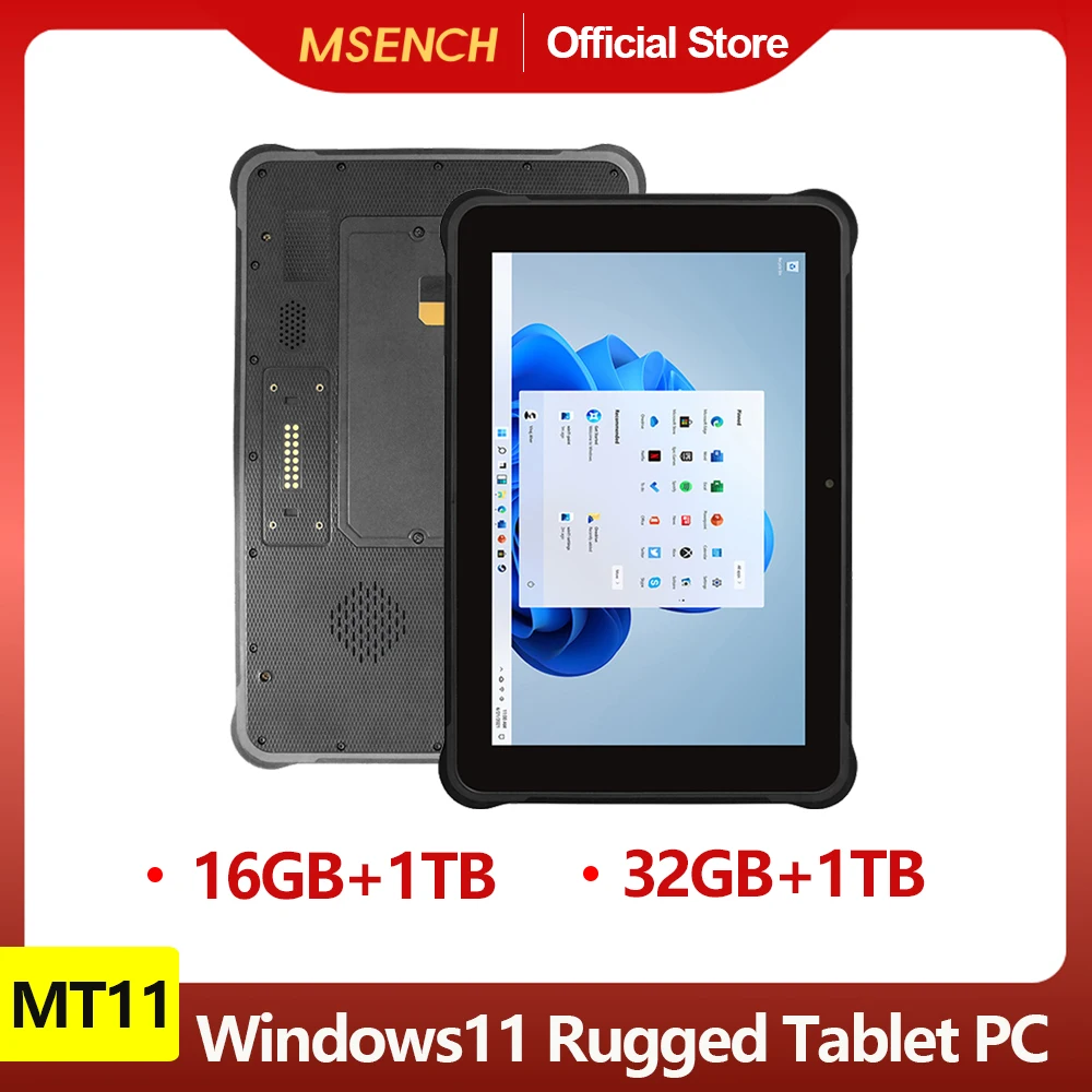 Rugged Tablet PC Windows 11 Industrial Tempered Glass Computer 16GB / 32GB+1TB SSD Optional Barcode Scanner UHF RFID Reader