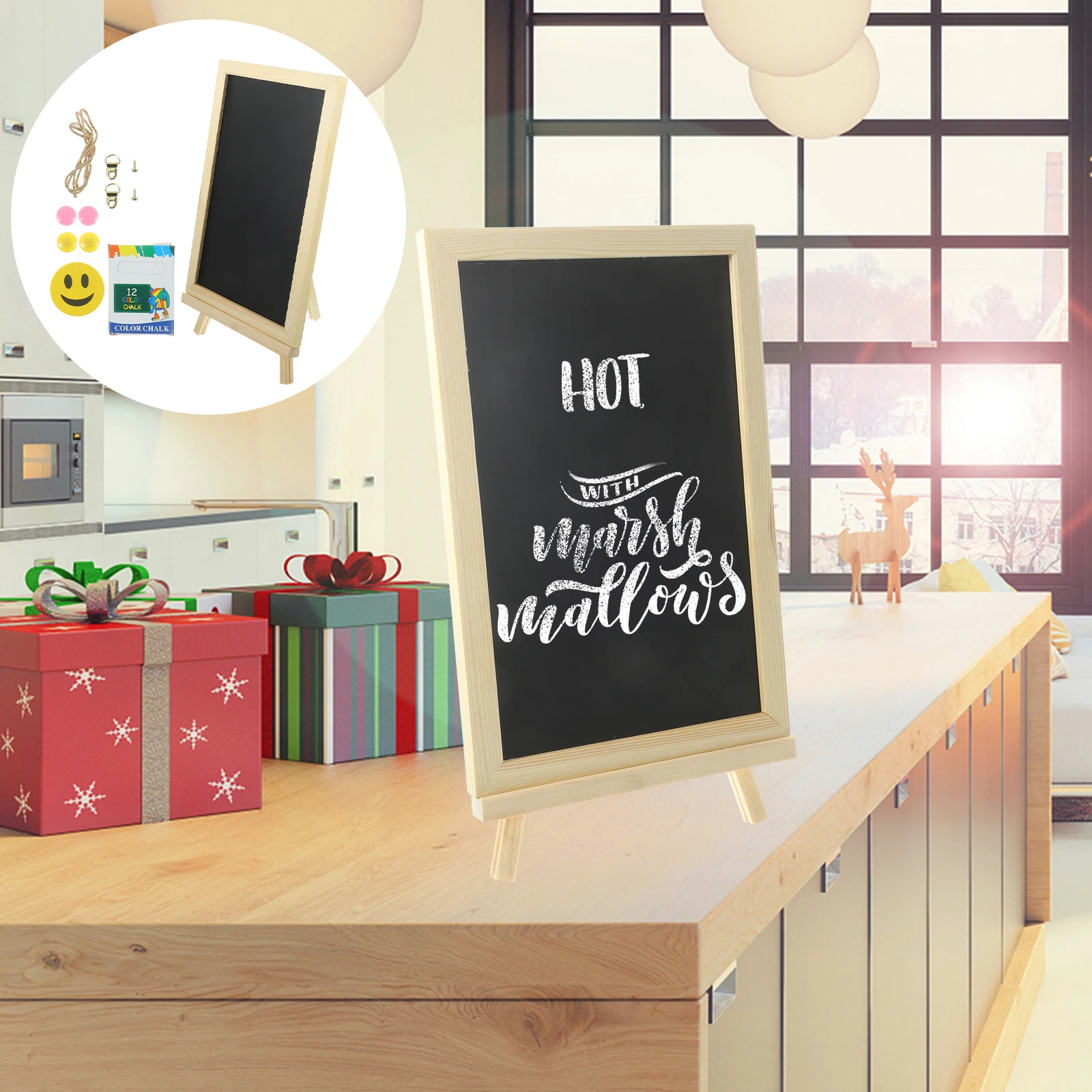 

Mini Chalkboard Signs 20x30 Double sided Magnetic Blackboard Small St Wood Bracket Hanging Single sided Liftable Store Display