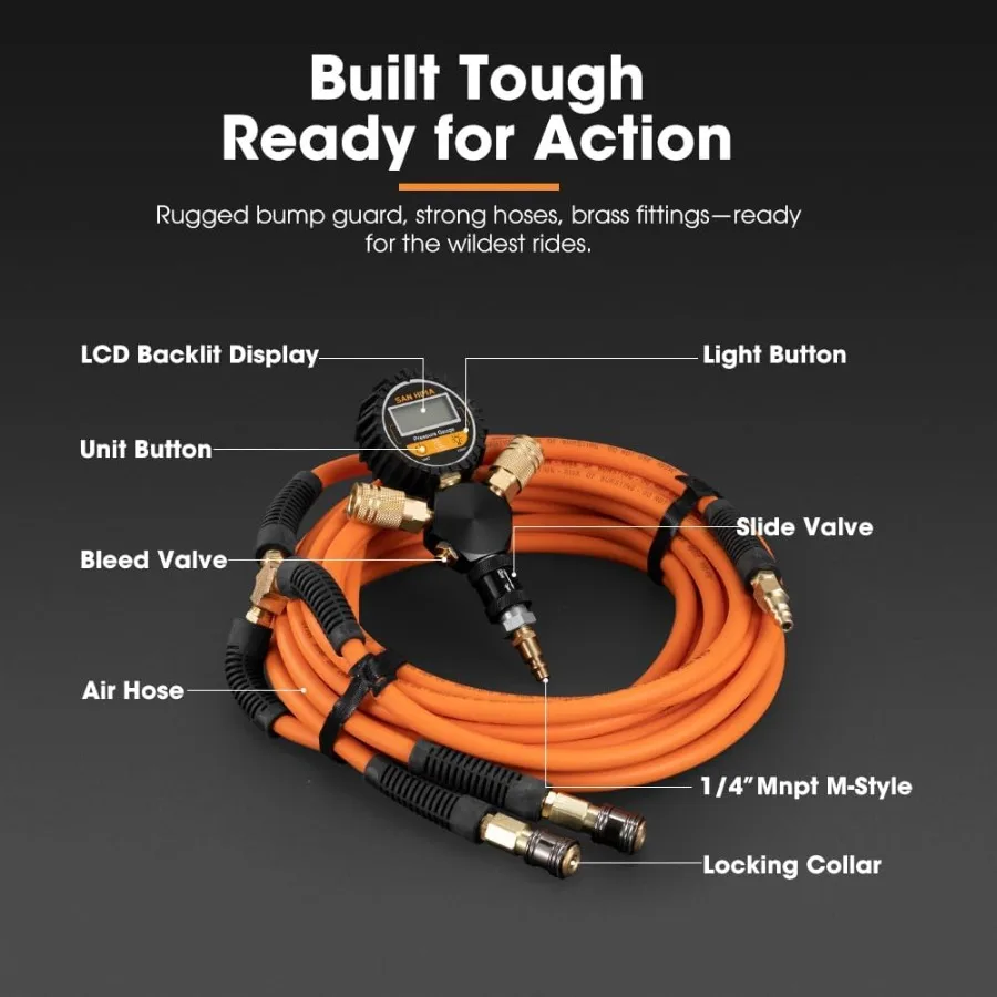 4 Tire Inflation Deflation System - Fast High Flow 4-Way Air Down Tire Inflator Deflator for Truck Car Trailer Motorcy