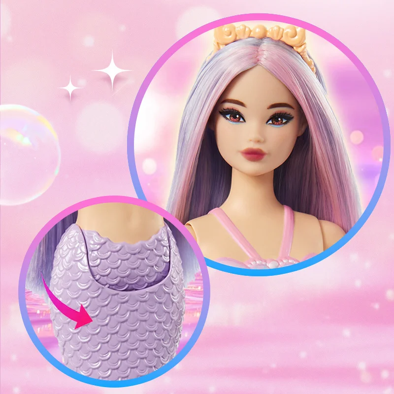 Barbie Fairy Tale Mermaid Doll Princess Playset Birthday Gift For Girls Toy Movable Joints Fish Tail Doll Collectible Figures