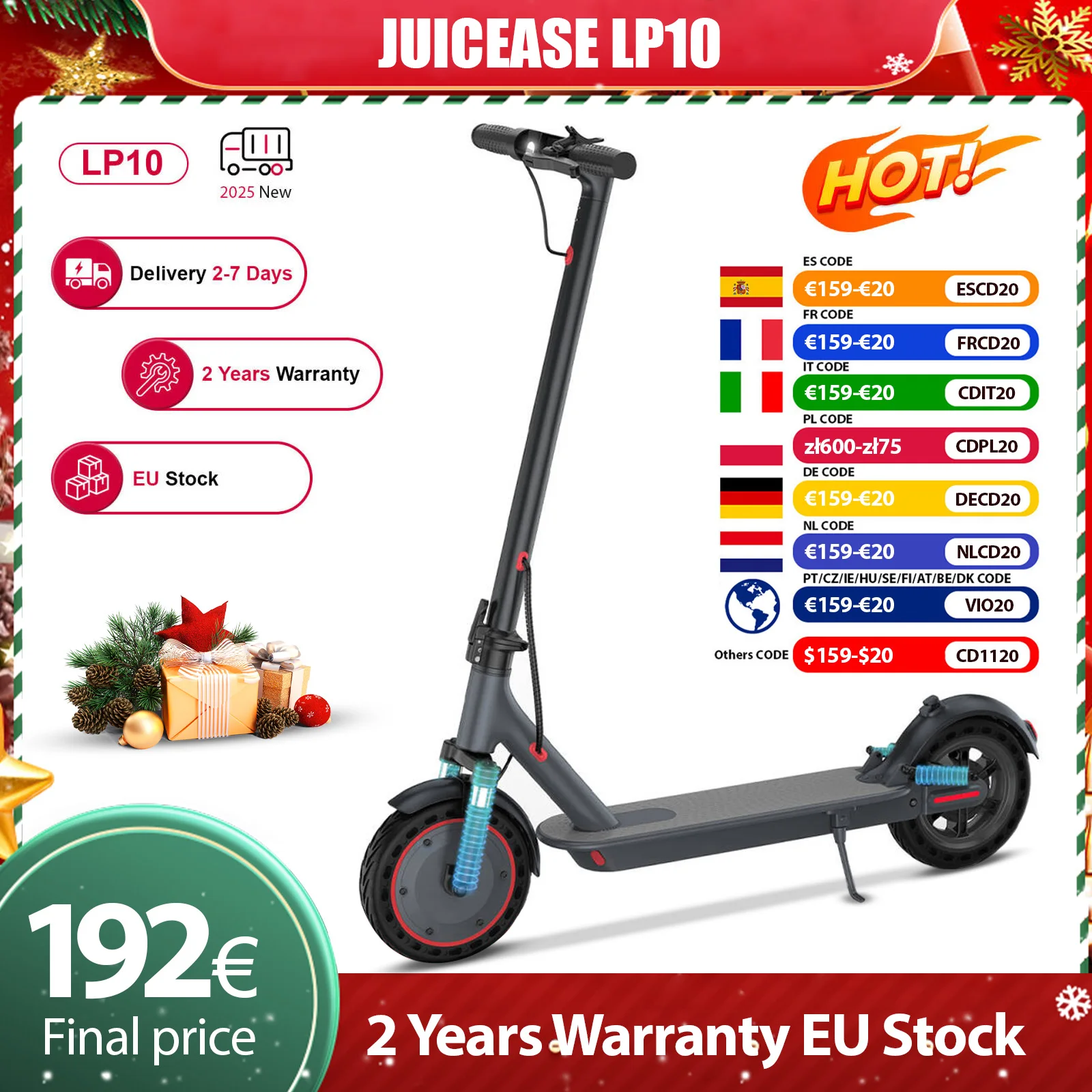 JUICEASE LP10 Electric Scooter for Adults Dual Suspension 500W Power Motor 35KM Long Range Electric Scooter with 10" Solid Tire