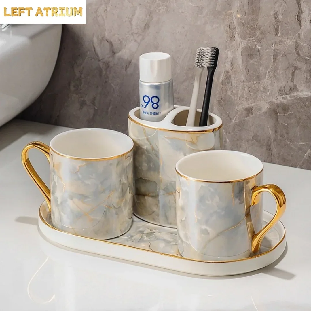 Ceramic Bathroom Accessories Set Bathroom Supplies Ornament for Gift Giving Mouthwash Cup Tooth brush Cup Set Toilet Accessories