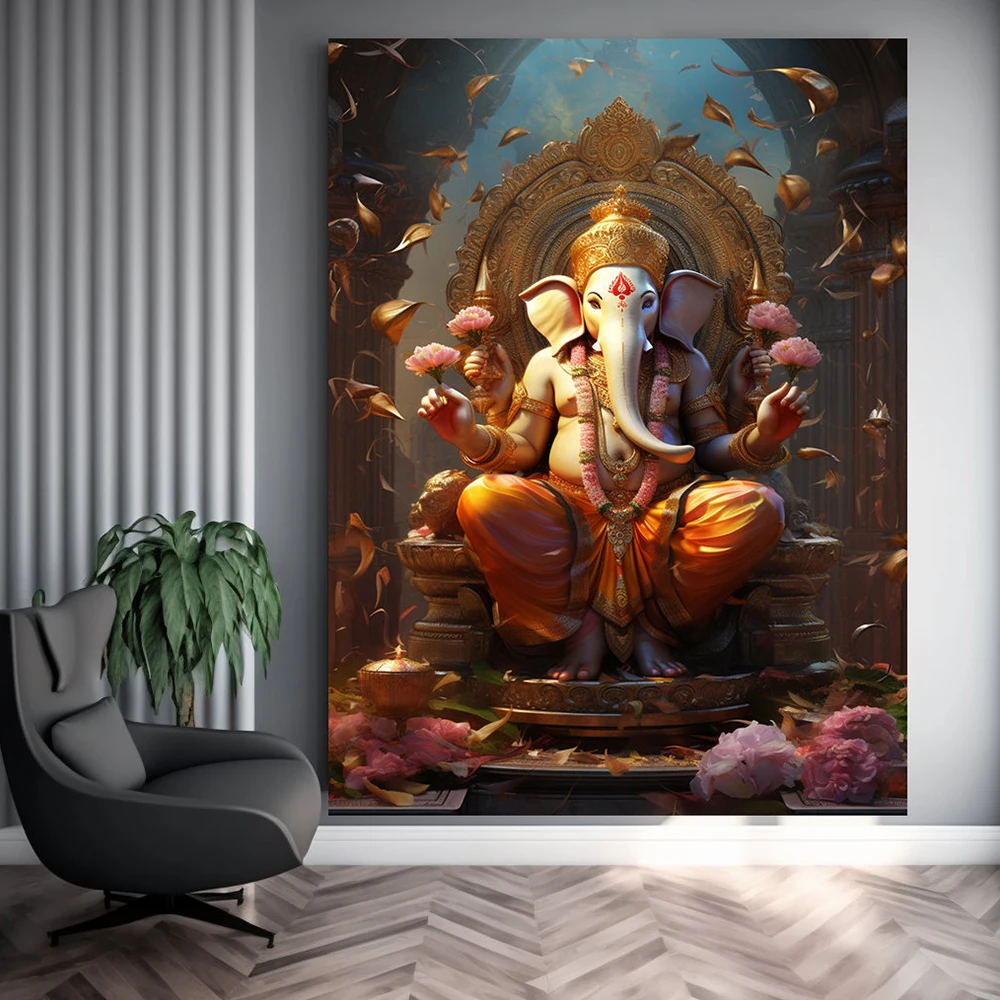 

Indian Mythology Wall Art Lord Ganesha God Elephant HD Canvas Painting Posters Prints Bedroom Living Room Home Decor Picture