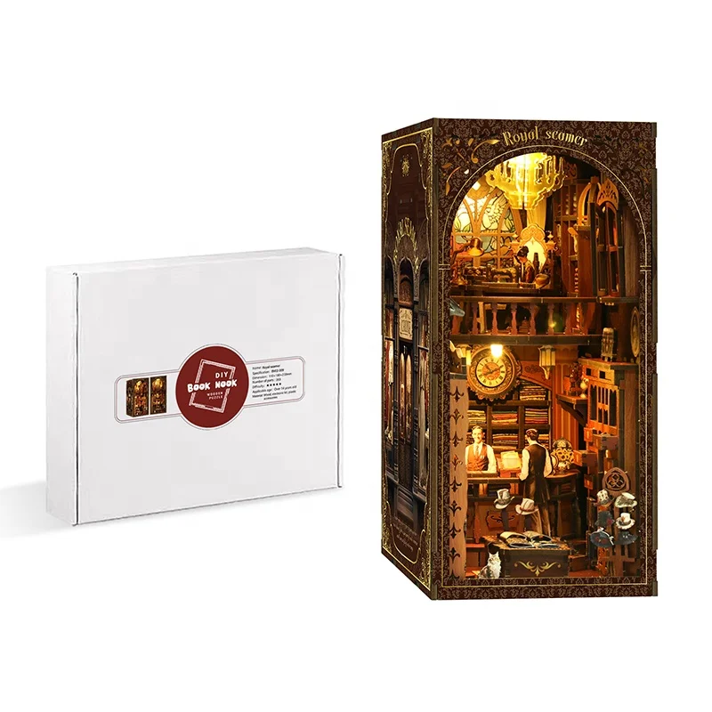 DIY Holz-Puppenhaus Hersteller MDF-Materialien Book Nook Gartenhaus Royal Seamer DIY Neujahrs-Holz-Book-Nook-Set