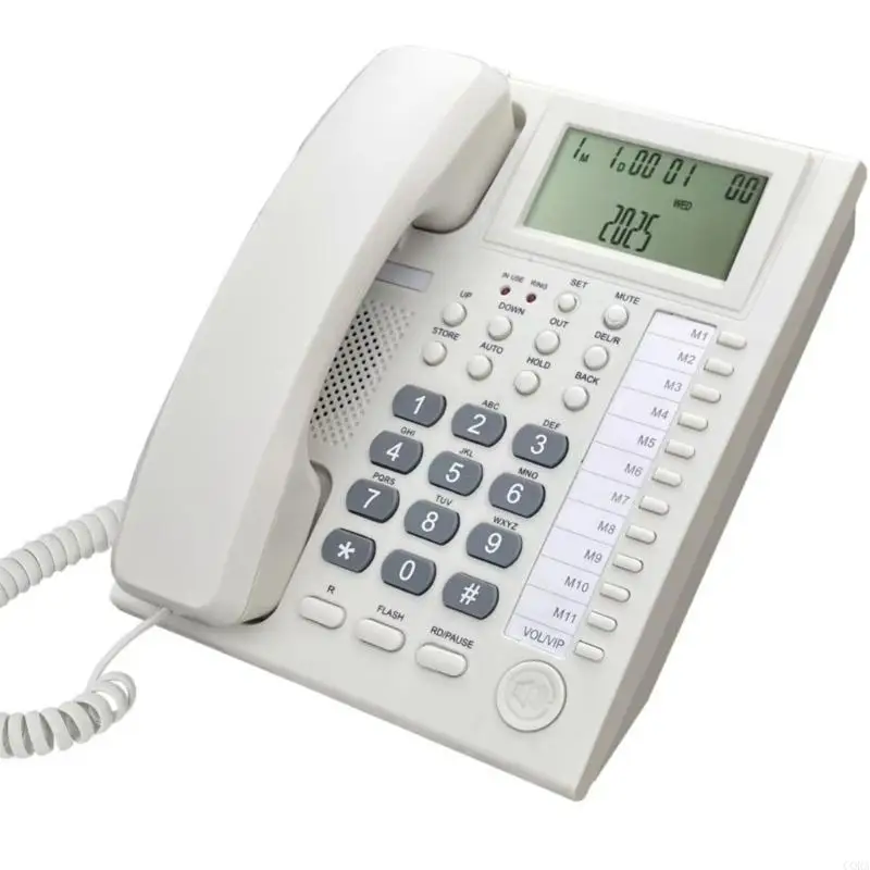 CORA Corded Telephone Desktop House Phone Seniors Caller Big Button Integrated