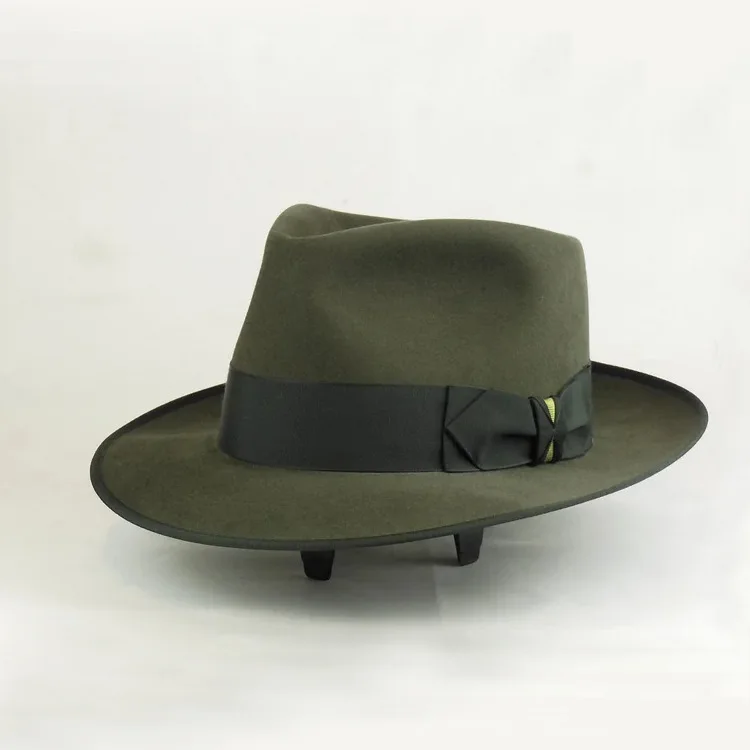 

Fashionable Solid Color Wool Felt Hat British Style Bow Decorated Wool Hat