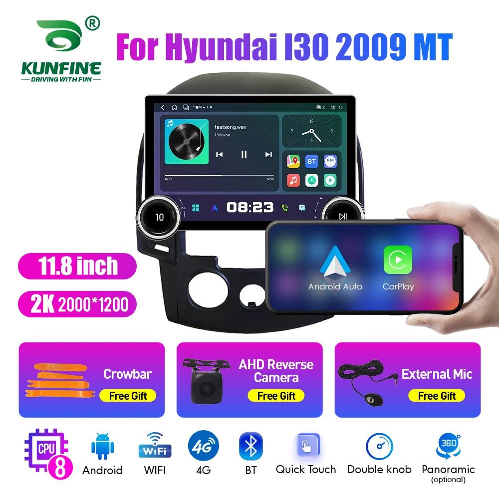 

11.8 Inch 2K Double Knobs 2 Din Car Radio For Honda I30 2009 Car Radio DVD Multimedia Video Player Android Auto Carplay