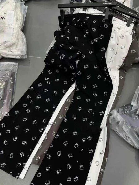 

Эластичные повседневные брюки с высокой талией и мультяшным принтом, длинные брюки, женские зимние милые спортивные штаны против старения