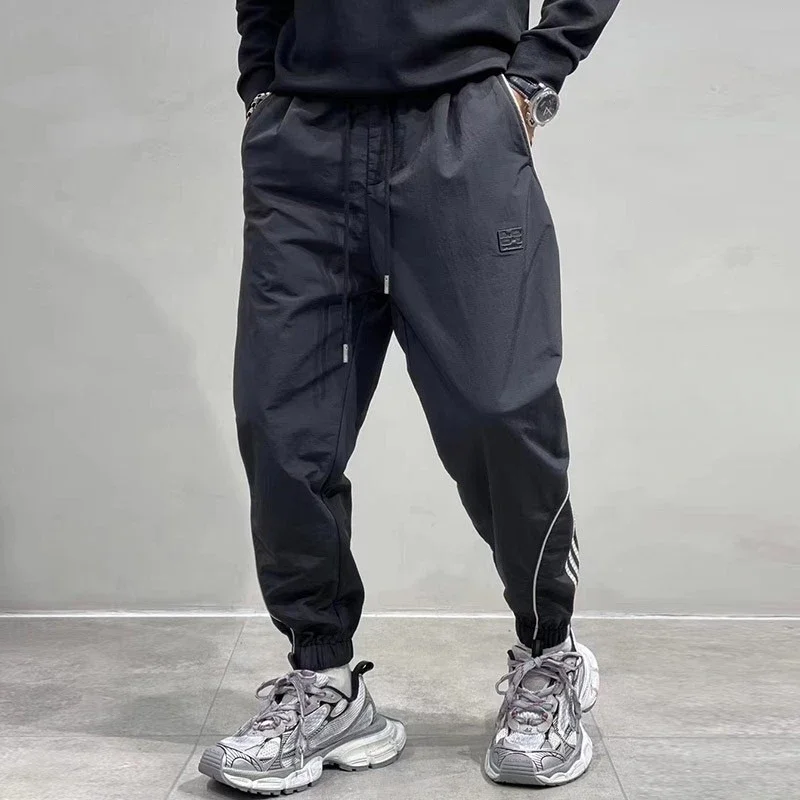 

New Loose-fit Men's Long Pants Outdoor Breathable Trousers Trendy Striped Cargo Pants Sweatpants Streetwear Joggers Men