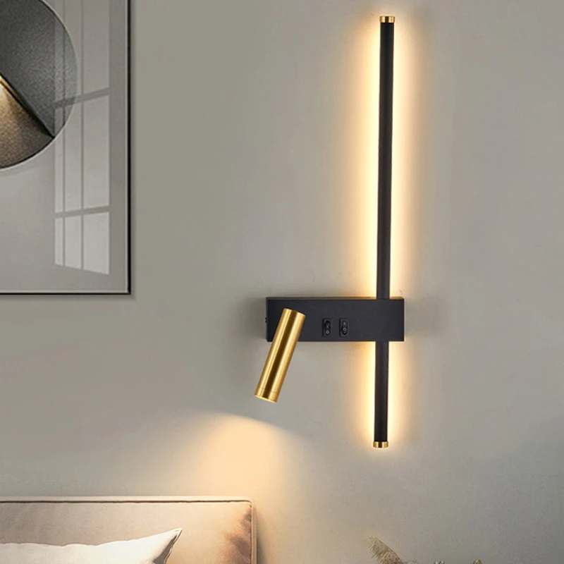 Bedside Wall Lamp 330 Degree Rotation Adjustable Wall Lamp Reading Light With Switch Minimalist Nordic Hotel Room Master Bedroom