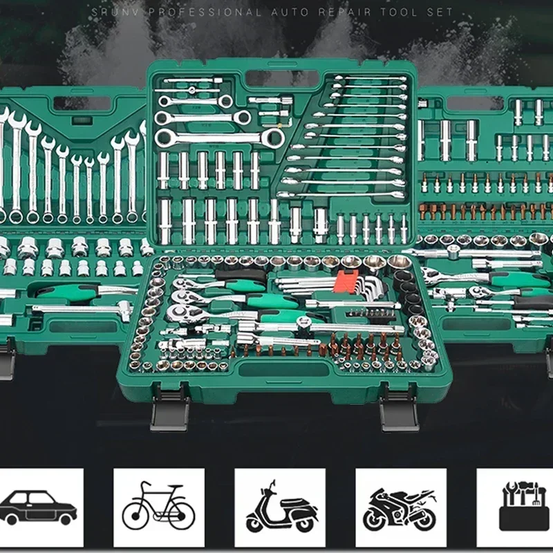 Auto Repair Tool Socket Wrench Ratchet Repair Car Set Combination Large, Medium and Small Repair Car Multi-function Tool Box