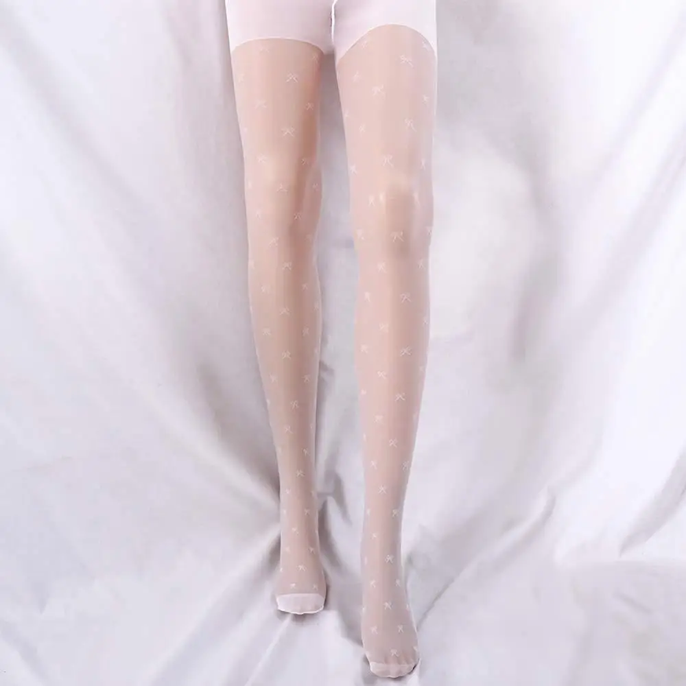 

Long Stocking White Sexy Women Lolita Transparent Thin Pantyhose Bow Stockings Tights