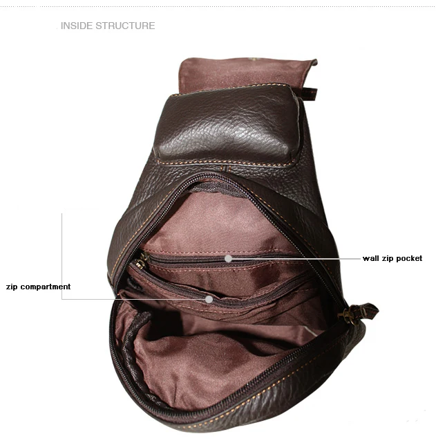 New Fashion Genuine Leather Messenger Bag Men Leather Shoulder Bags Sling Bag Male Chest Pack Small Leisure Bag brown 3010