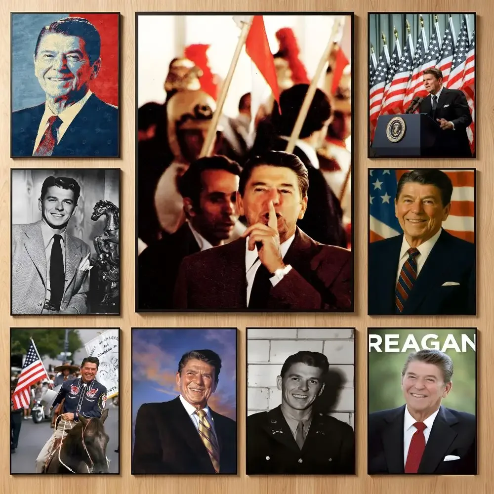 Influential Historicalperson R-Ronald Wilson Reagan Poster Classic Self-Adhesive PP Wall Sticker for Living Room Bar Decor Gift