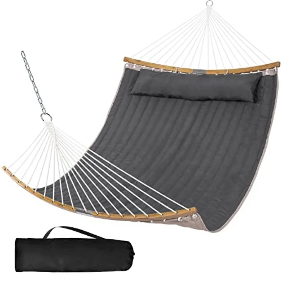 

Portable Double Hammock with Curved Spreader Bar 450 lbs Capacity Heavy Duty Outdoor Hammock with Outer Bag