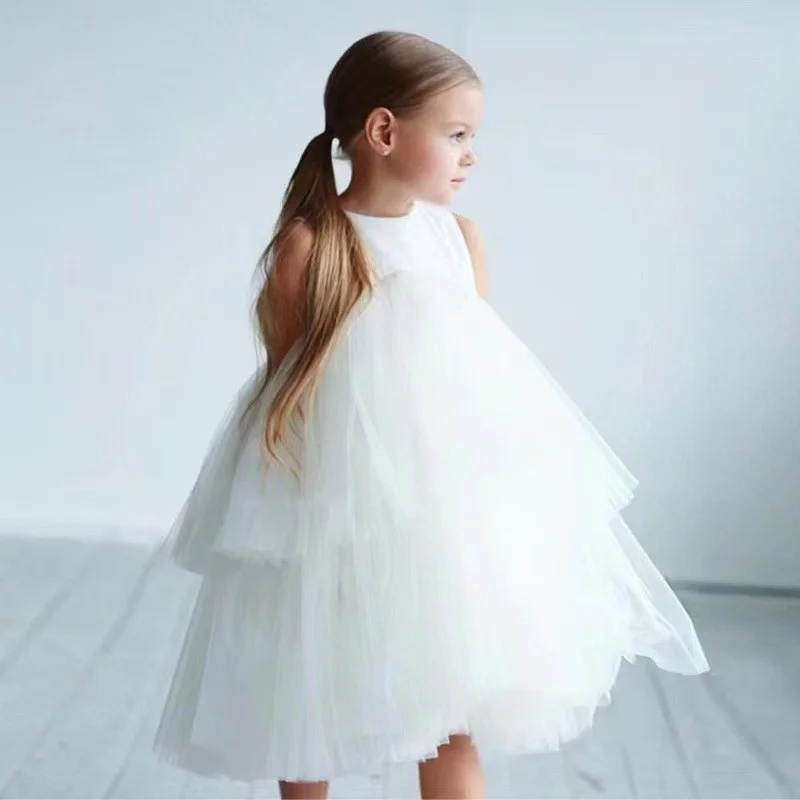 Summer new flower girl dress, children's dress, mesh princess dress, fluffy and stylish girl's dress, stage performance clothing