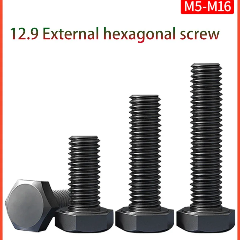 12.9 Grade High-Strength Black Bolt External Hexagonal Head Screw M6 M8 M10 M12 M14 M16