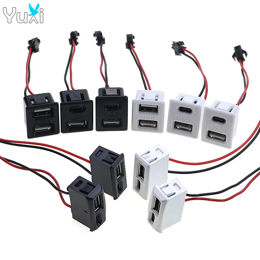 

Розетка USB Type-C YuXi черно-белая, двухслойная, с кабелем, для скрытого монтажа, с разъемом питания