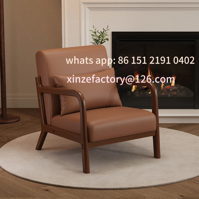 

Customizable Modern Simple Sofa Chair Solid Wood Single Leisure Living Room Chair for Small Household Use
