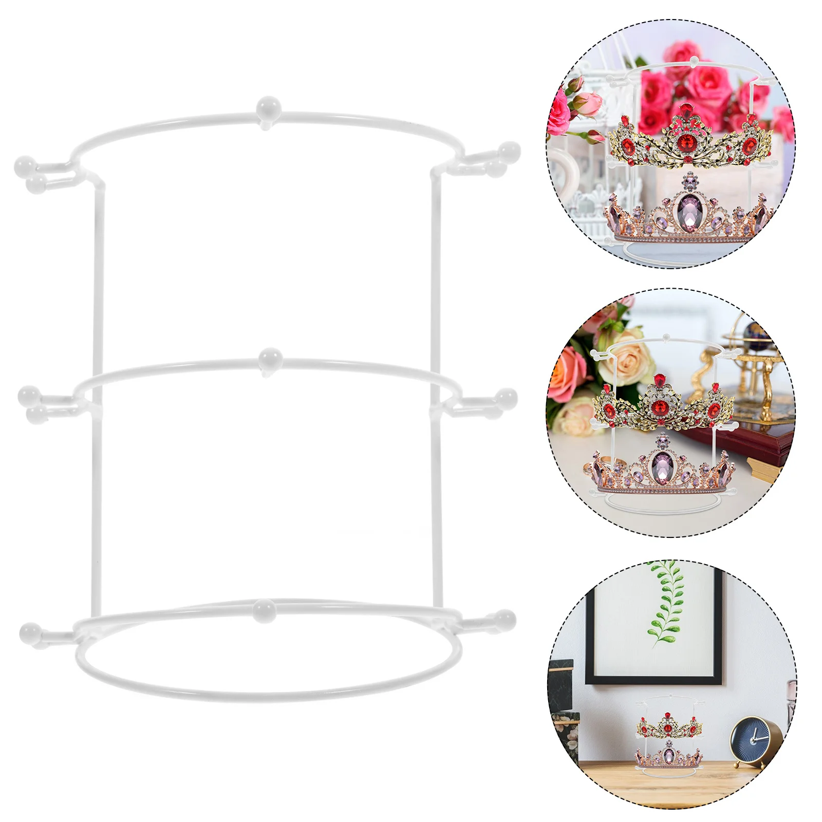 

Crown Display Stand Metal Headband Storage Rack For Women Bridal Crown Organizer Table Hair Hoops Holder Headdress Display Stand