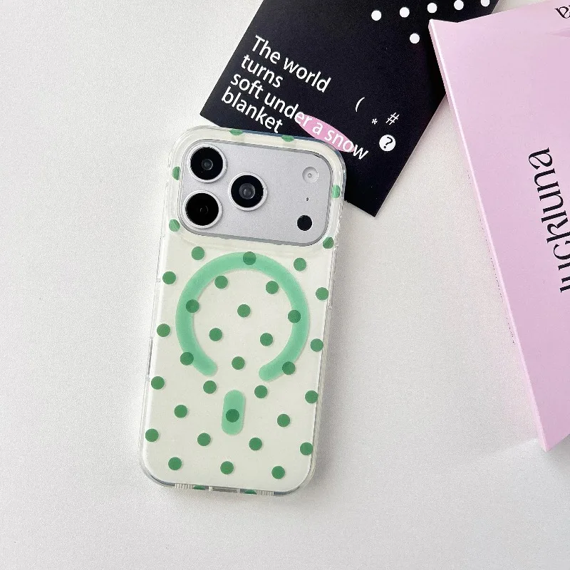 Luxury Colored Polka-dot Imd Shockproof Phone Case for Iphone 18 17 Pro Max Air for Magsafe Wireless Charge Protector Back Cover