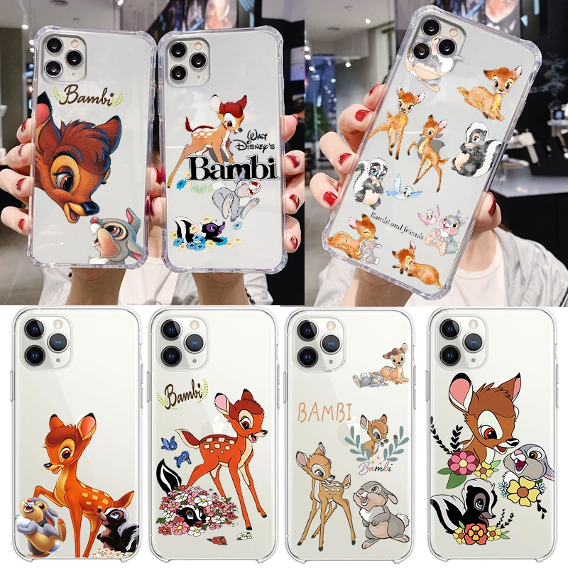 Bambi cartoon Disney for Apple iPhone 15 14 13 12 11 Pro Max X XR XS 8 7 6 5 SE Transparent Silicone Soft Phone Case Coque Capa