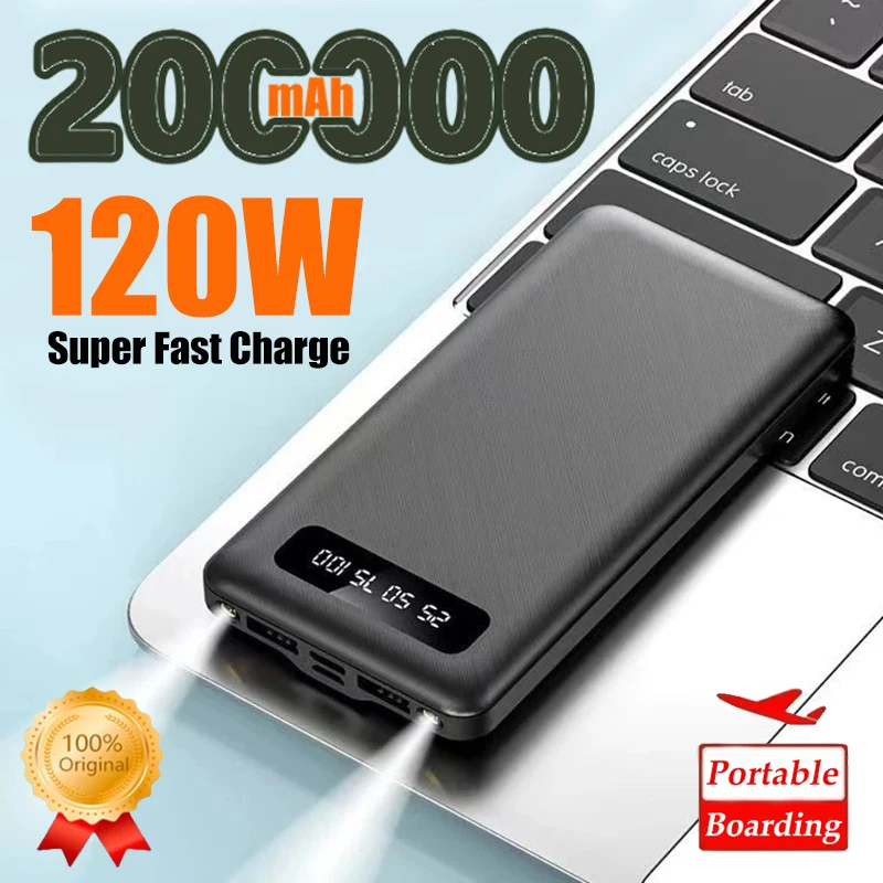 

Xiaomi 200000 мАч Power Bank 120 Вт сверхбыстрая зарядка портативный внешний аккумулятор большой емкости со светодиодным цифровым дисплеем для телефонов
