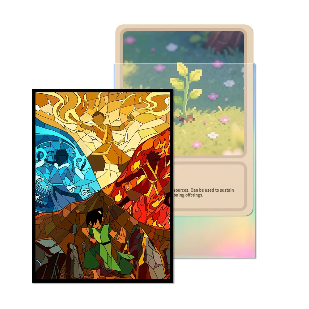 60PCS 66X91mm Holographic Standard Size Printing Anime Card Sleeves for MGT Board Game Trading Card The Best Gift for Collector