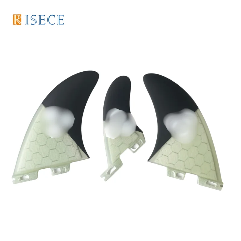 RISECE AMT Twin Fins Stabilizer Fiberglass Performance Core Tri Fin Set Surfbrettflossen 3-teiliges Set Quilhas Surfflossen – Detail 2