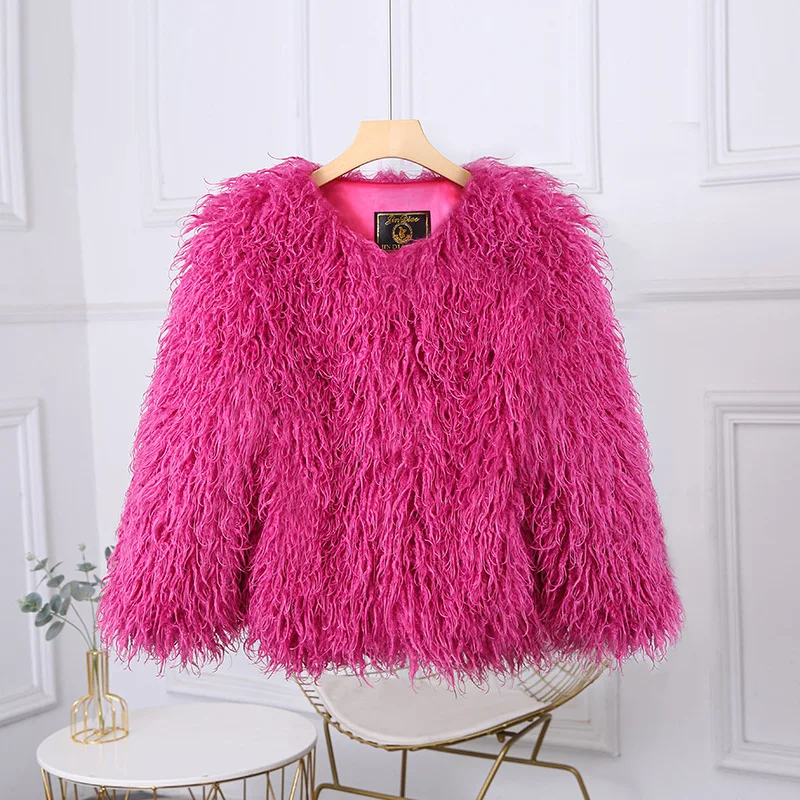 Women Faux Fur Coats Short Coat Y2k Streetwear Jackets Round Neck Thick Warm Jacket Work Outerwear Elegant Autumn Winter