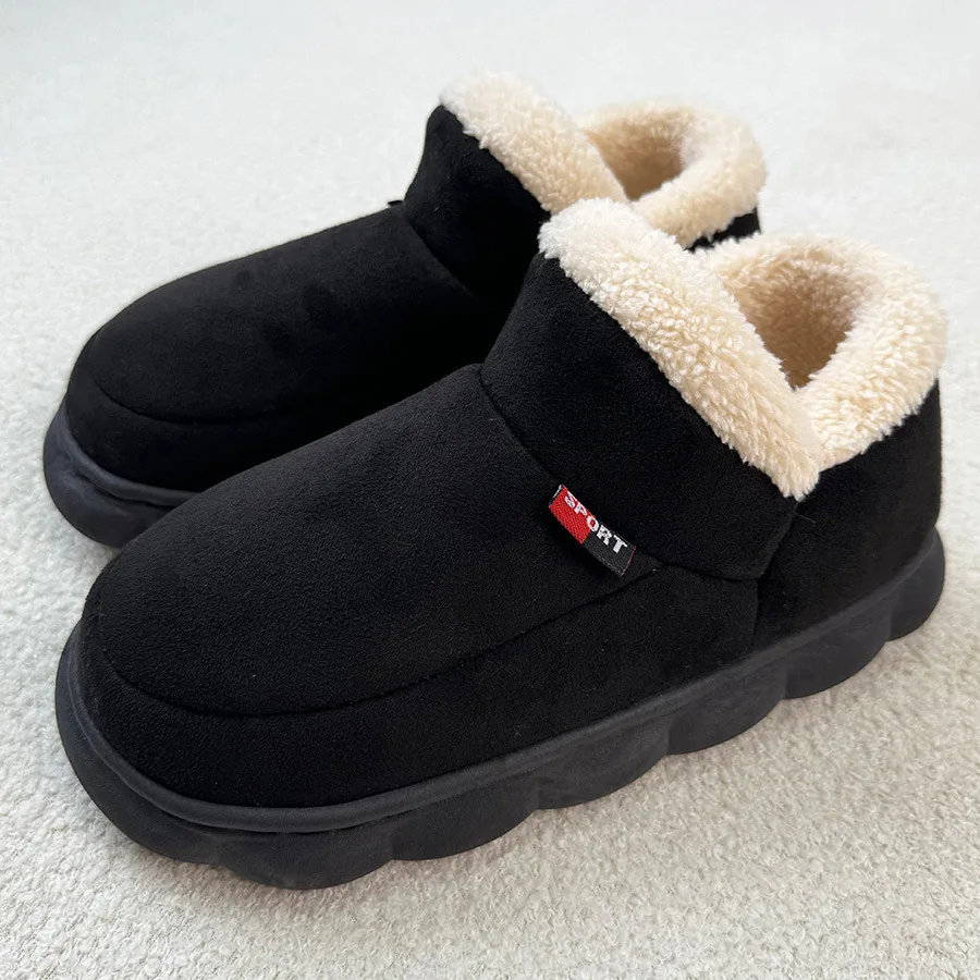 Shevalues Winter Fuzzy Men Shoes Fluffy Plush Men House Shoes Fashion Outdoor Antiskid Men Cotton Shoes Platform Fur Men Shoes