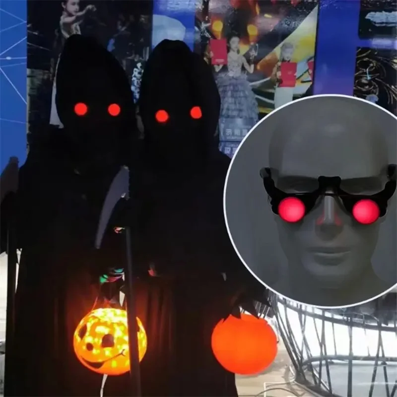 Red Eye Glasses - Glowing Scary Cosplay Props with Light-Up Effects for Halloween Horror Parties & Funny Favors