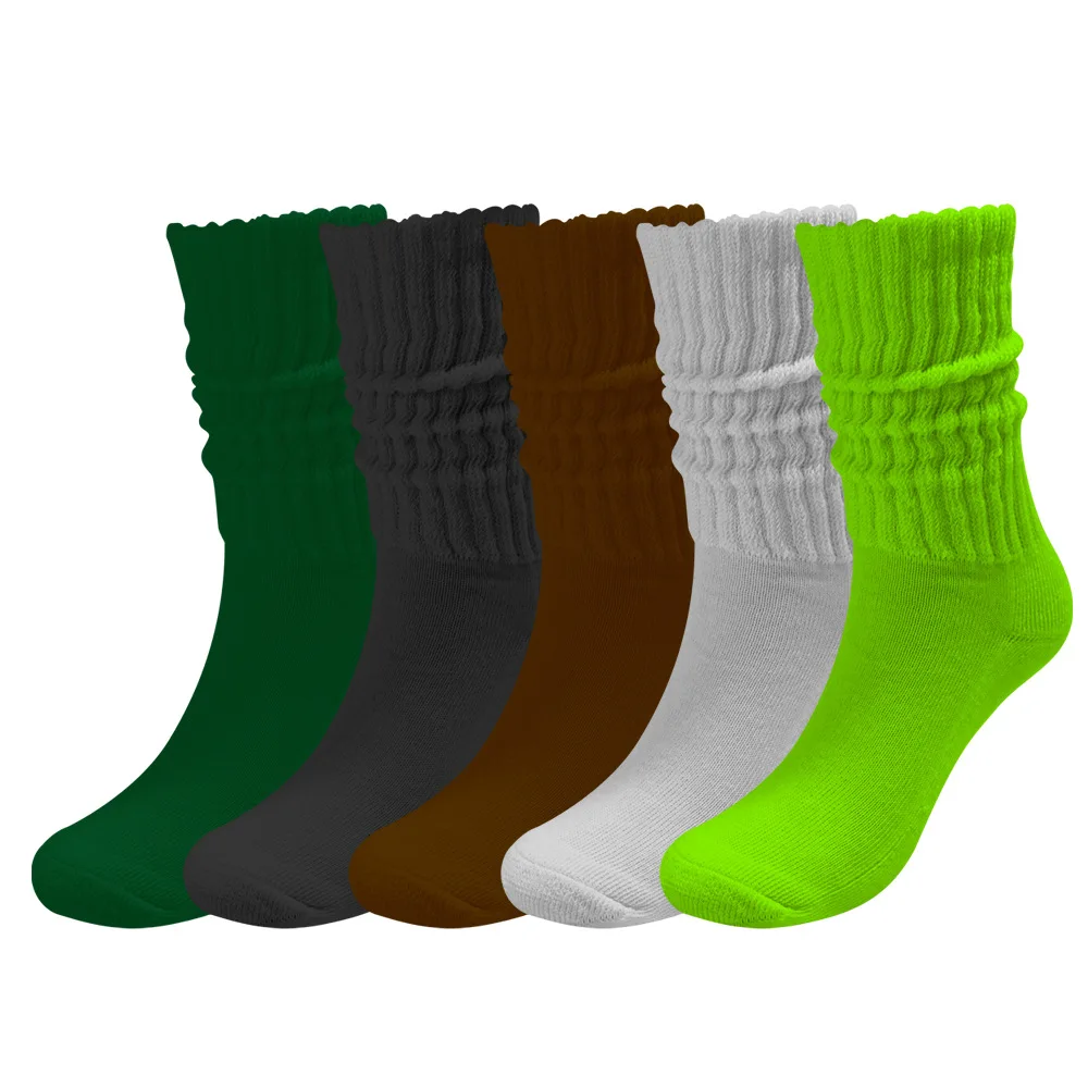 New Cotton Slouch Socks for Women Scrunch Loose Stacked Chunky Solid Four Seasons Sport Middle Tube Socks High School Girls Sock