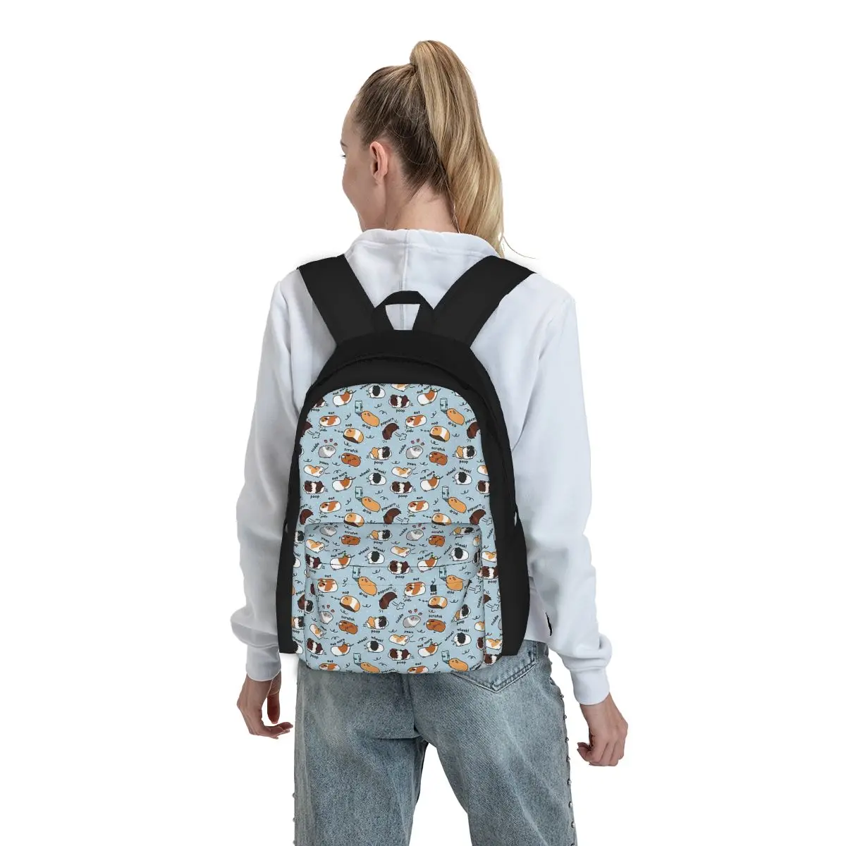 Mochila con diseño de conejillo de indias para niños y niñas, morral escolar de dibujos animados para ordenador portátil, bolso de hombro