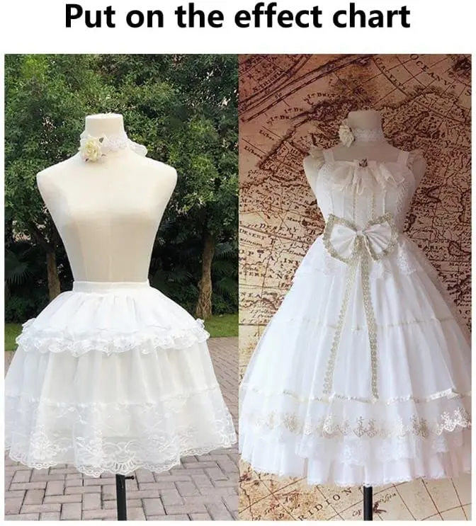 Enagua corta de Lolita para niñas y niños, ropa interior con volantes, encaje Floral, 2 aros