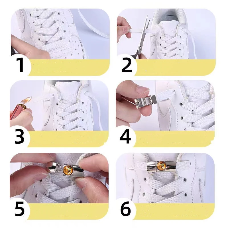 Zodiac Signs Elastic Laces Clasps Metal Snap Lock Buckles Tip Ends No Tie Shoelaces Tieless Elastic Lazy Shoelace Accessries