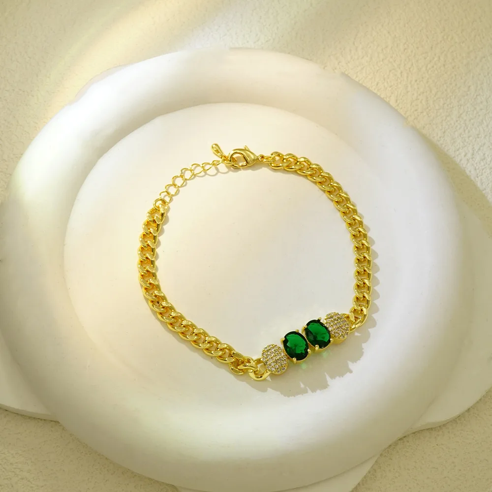 AU999 24K pure gold women micro-inlaid emerald gold bracelet, exquisite micro-set gem hand jewelry for ladies daily wear