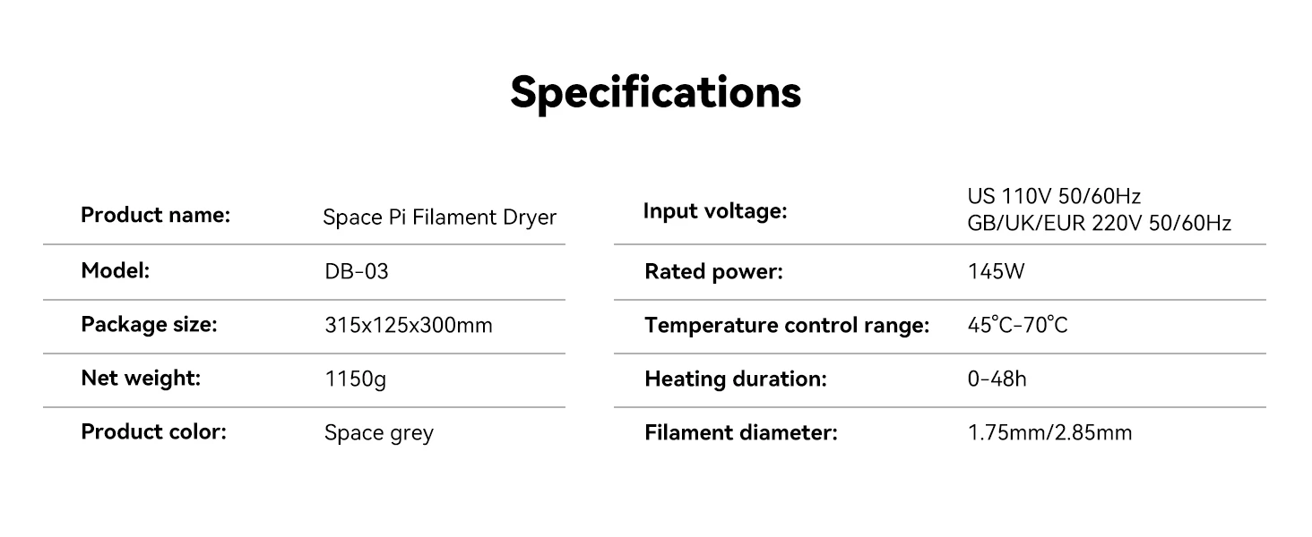 Neue Creality Space Pi Filament Trockner Box Verbesserte Filament Lagerung Dörrgerät 1 kg 3D Drucker Filament Trockner Box Lagerung halter – Detail 9