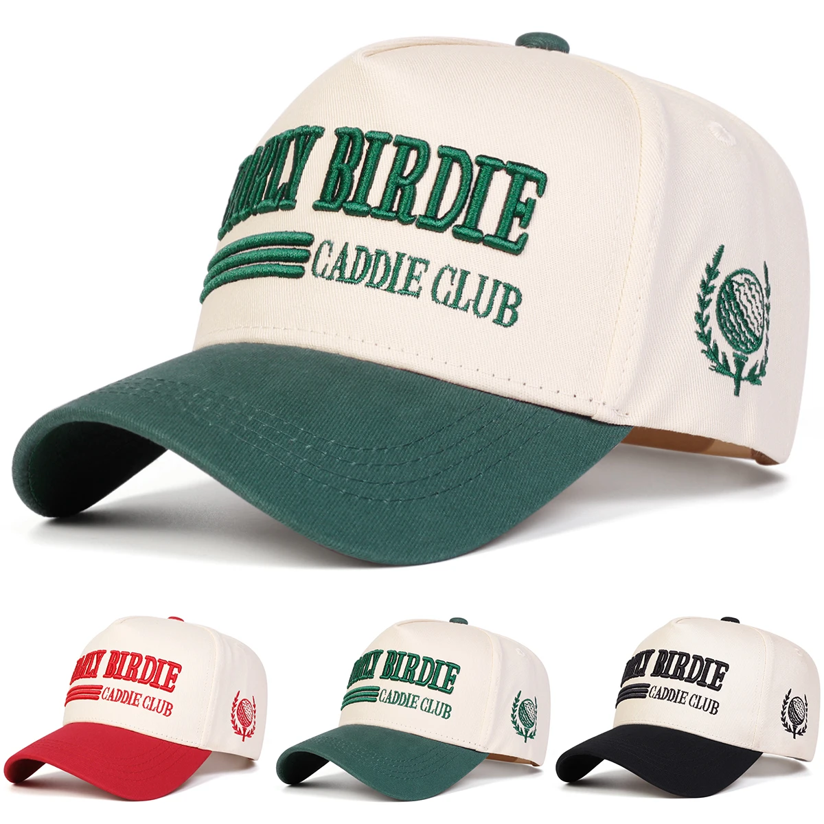 Unisex EARLY BIRDIE CADDIE CLUB Baseballkappen mit Stickerei, Frühling und Herbst, für den Außenbereich, verstellbare Freizeithüte, Sonnenschutzhut, Sportkappe – Detail 1