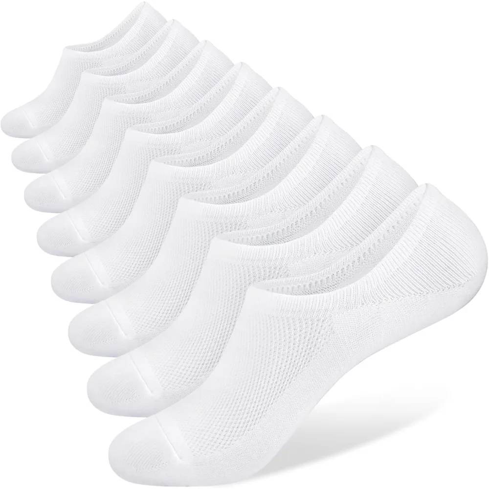 

6/8 Pairs Men's No Show Socks Cotton Low Cut Non-Slip Liners for Sneakers Loafers Flats Breathable Invisible Ankle Socks