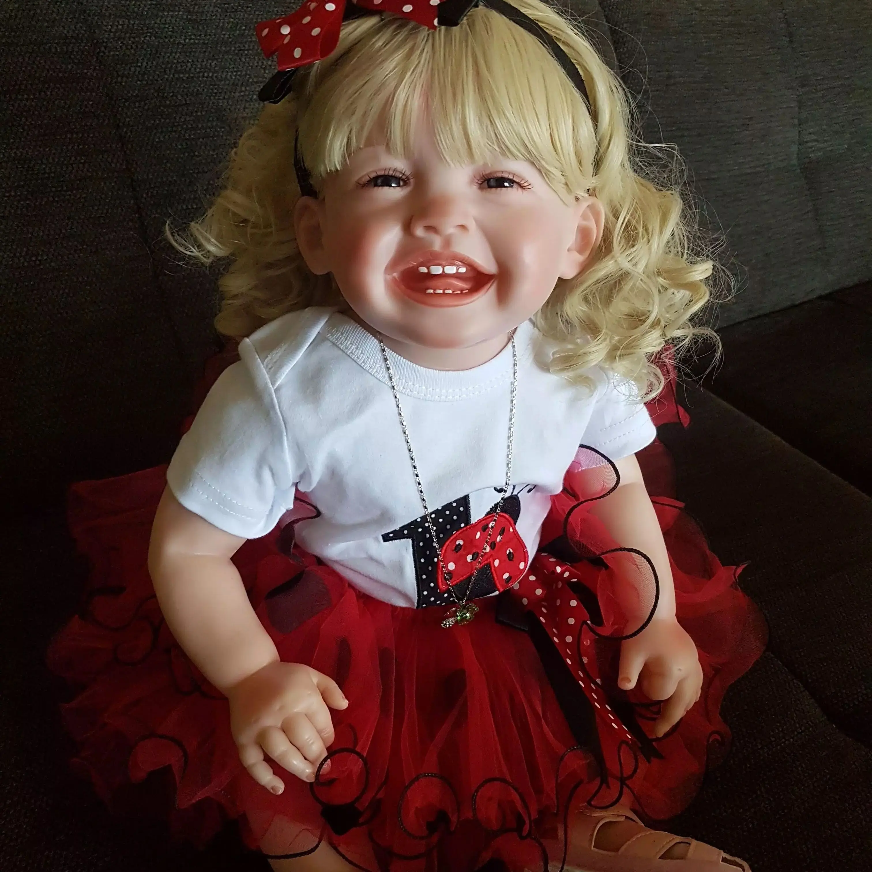 

Bebes 68CM Reborn Toddler Girl Big Baby Doll with red dress Handemade Popular Mila Our Happy Baby Doll